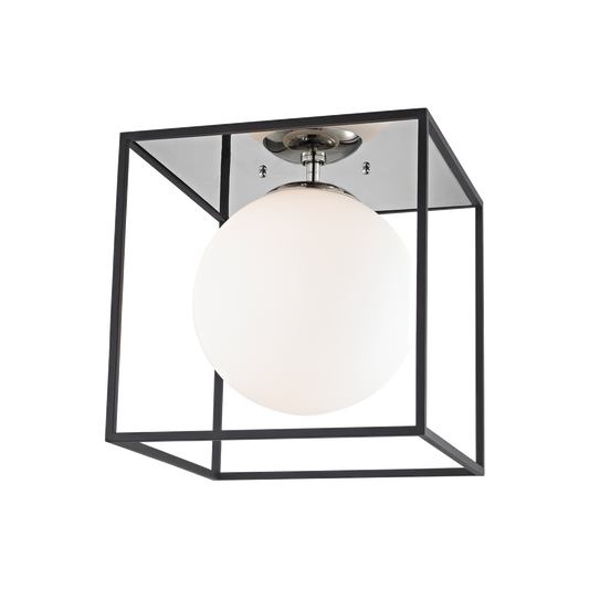 Mitzi 1 Light Flush Mount in Polished Nickel/Black H141501L-PN/BK