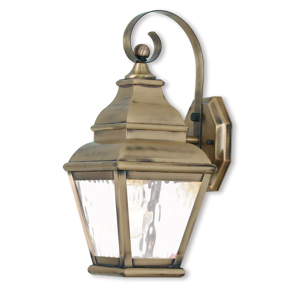 Livex Lighting Exeter Collection 1 Light AB Outdoor Wall Lantern in Antique Brass 2601-01