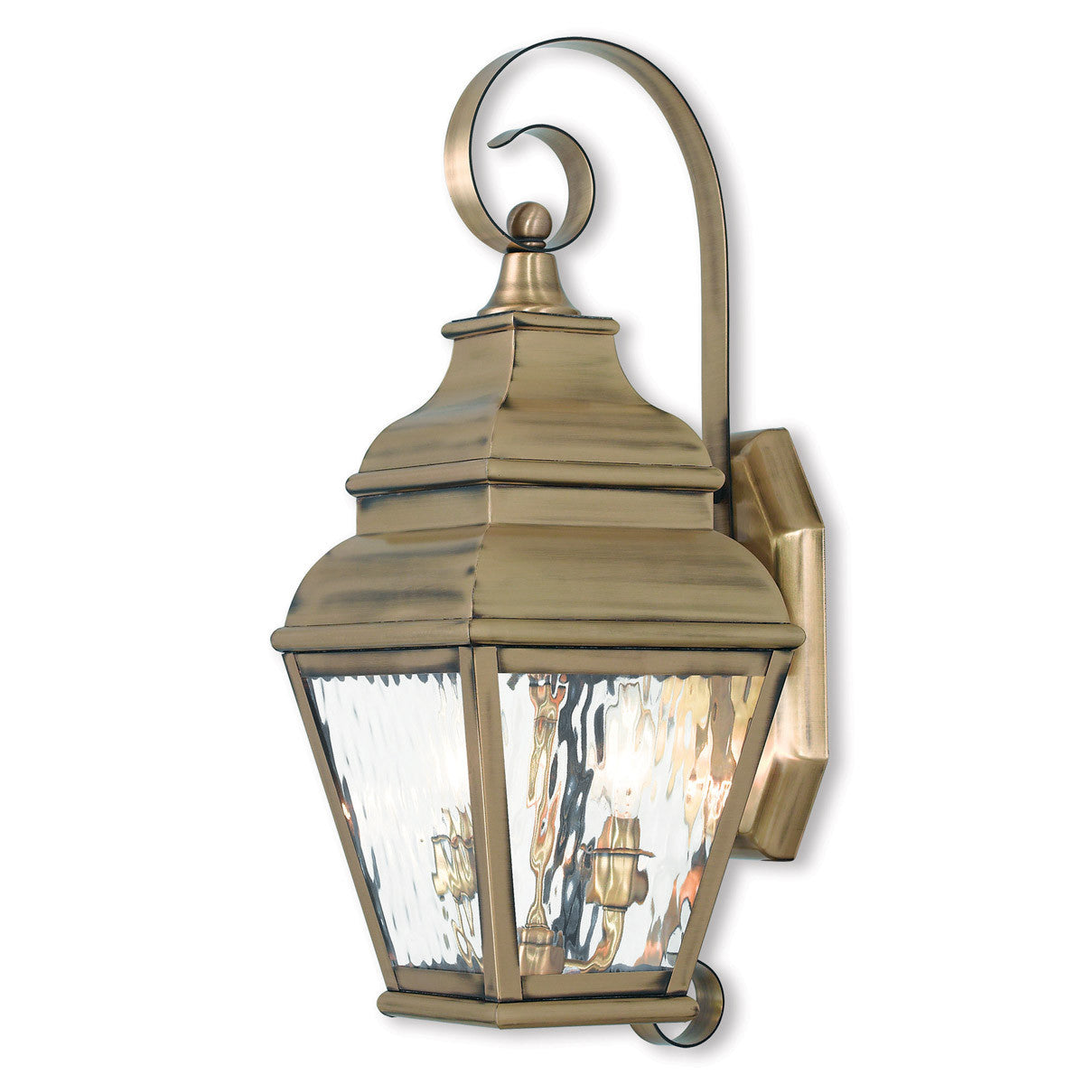 Livex Lighting Exeter Collection 2 Light AB Outdoor Wall Lantern in Antique Brass 2602-01