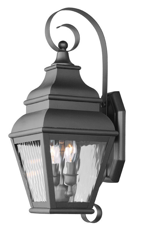 Livex Lighting Exeter Collection 2 Light Black Outdoor Wall Lantern in Black 2602-04