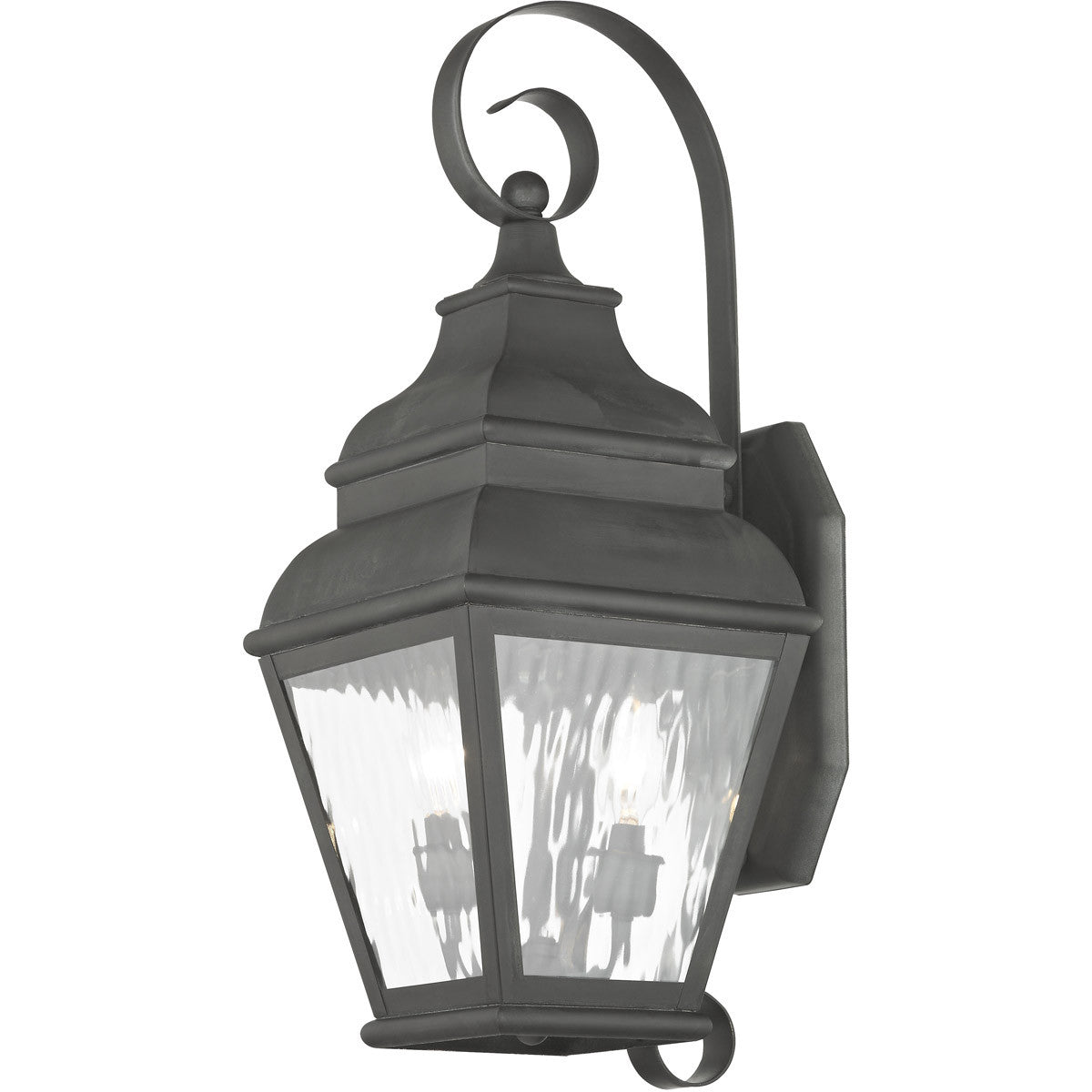 Livex Lighting Exeter Collection 2 Light Charcoal Outdoor Wall Lantern in Charcoal 2602-61