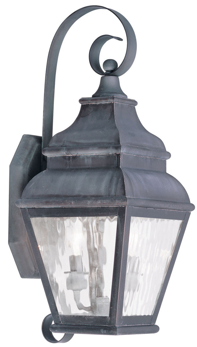 Livex Lighting Exeter Collection 2 Light Charcoal Outdoor Wall Lantern in Charcoal 2602-61