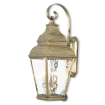 Livex Lighting Exeter Collection 3 Light AB Outdoor Wall Lantern in Antique Brass 2605-01