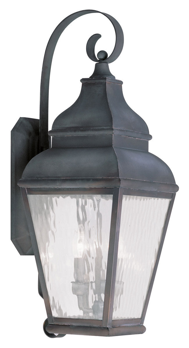 Livex Lighting Exeter Collection 3 Light Charcoal Outdoor Wall Lantern in Charcoal 2605-61