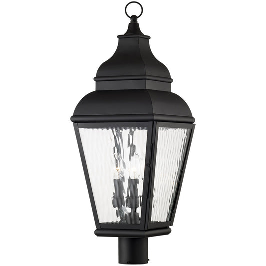 Livex Lighting Exeter Collection 3 Light Black Outdoor Post Lantern in Black 2606-04