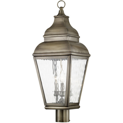 Livex Lighting Exeter Collection 3 Light VPW Outdoor Post Lantern in Vintage Pewter 2606-29