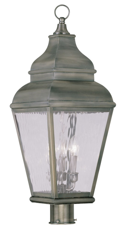 Livex Lighting Exeter Collection 3 Light VPW Outdoor Post Lantern in Vintage Pewter 2606-29