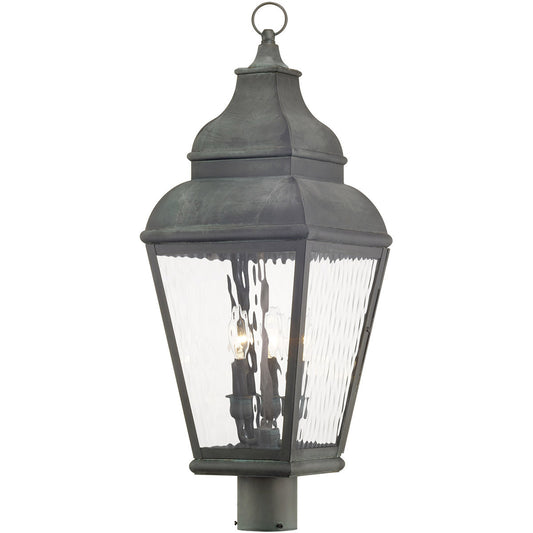 Livex Lighting Exeter Collection 3 Light Charcoal Outdoor Post Lantern in Charcoal 2606-61