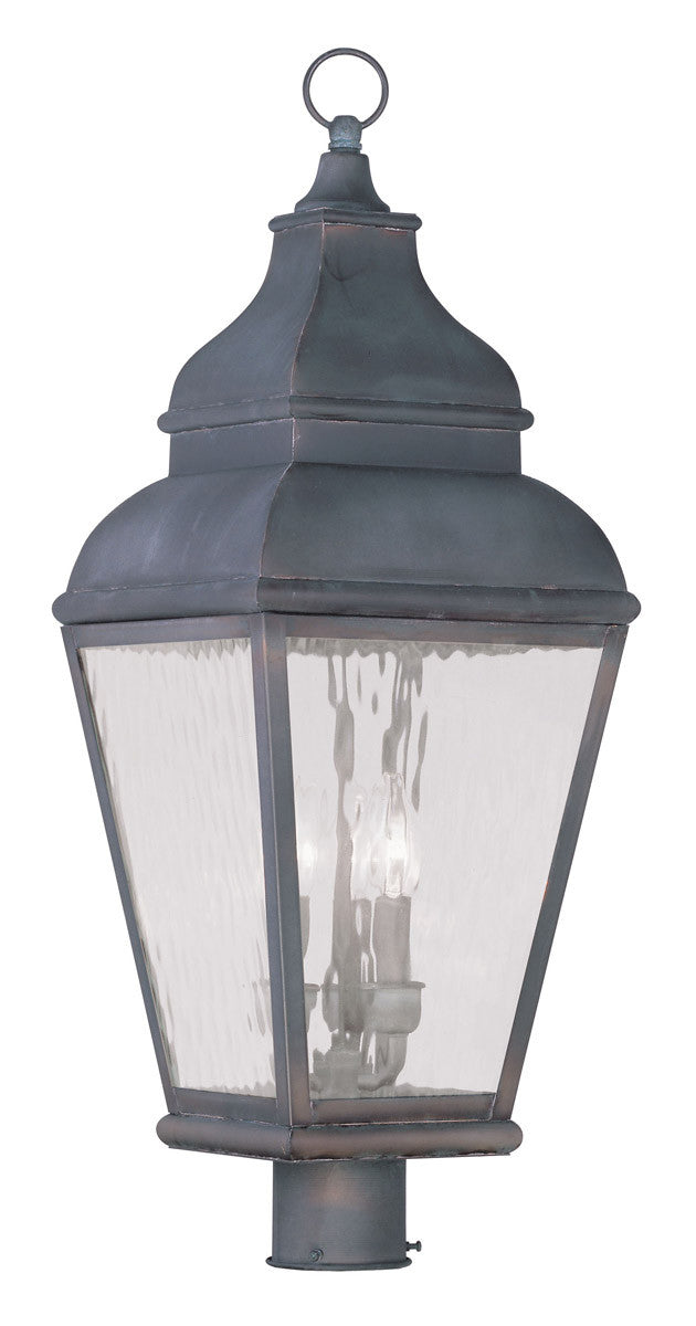 Livex Lighting Exeter Collection 3 Light Charcoal Outdoor Post Lantern in Charcoal 2606-61