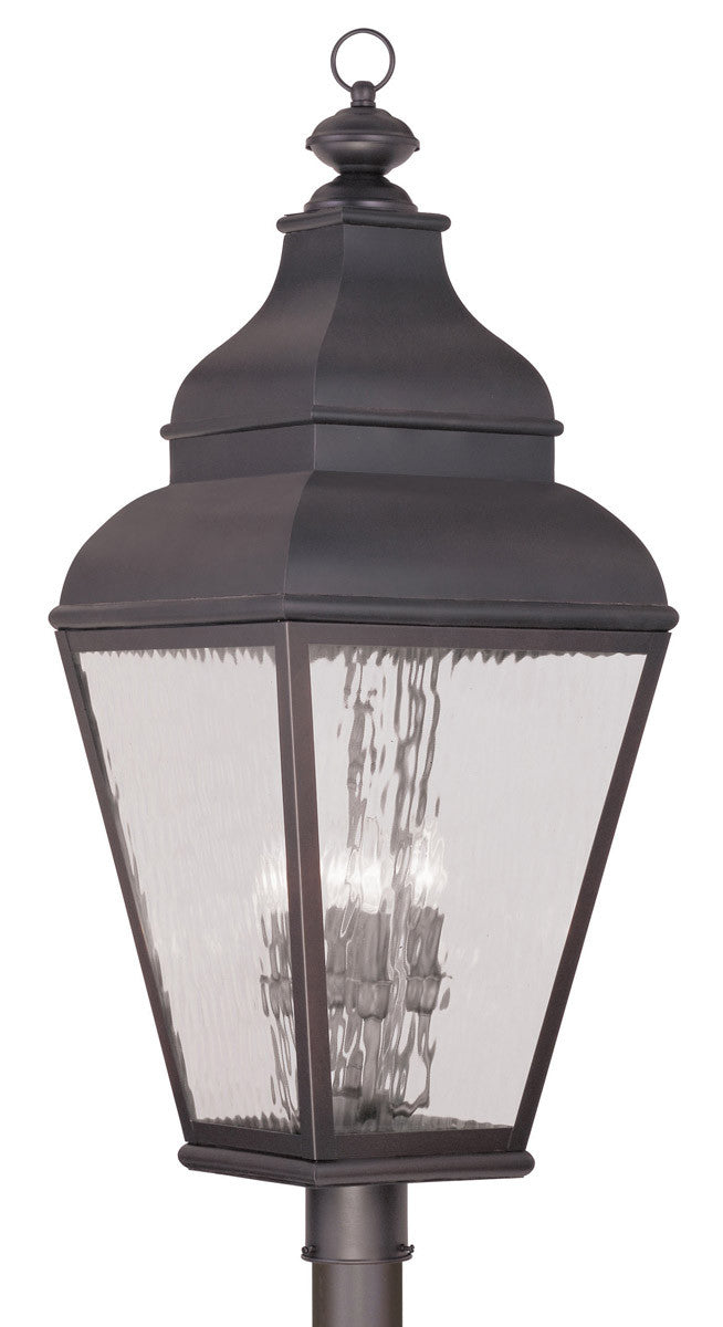 Livex Lighting Exeter Collection 4 Light Charcoal Outdoor Post Lantern in Bronze 2608-07