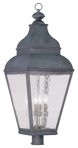 Livex Lighting Exeter Collection 4 Light Bronze Outdoor Post Lantern in Charcoal 2608-61