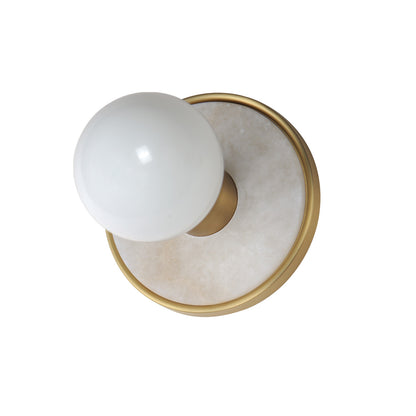 Maxim Hollywood Stone 1-Light Sconce w/ LED Bulb in Whit Alabaster / Natural Aged Brass 26091WANAB/BUL