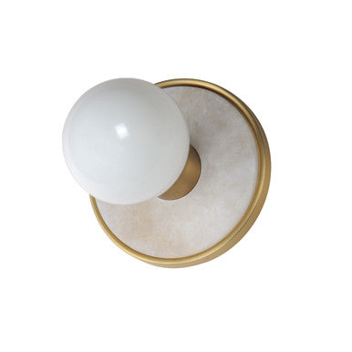 Maxim Hollywood Stone 1-Light Sconce w/ LED Bulb in Whit Alabaster / Natural Aged Brass 26091WANAB/BUL