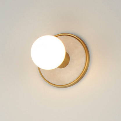 Maxim Hollywood Stone 1-Light Sconce in Whit Alabaster / Natural Aged Brass 26091WANAB