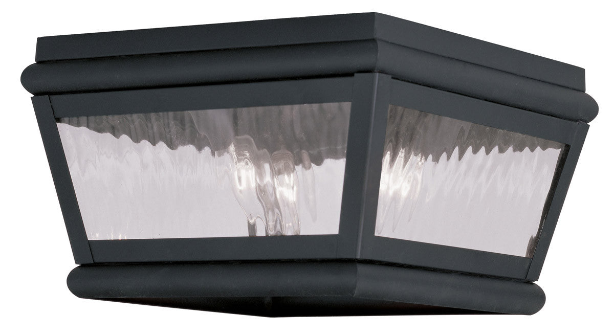 Livex Lighting Exeter Collection 2 Light Charcoal Outdoor Ceiling Mount in Black 2611-04