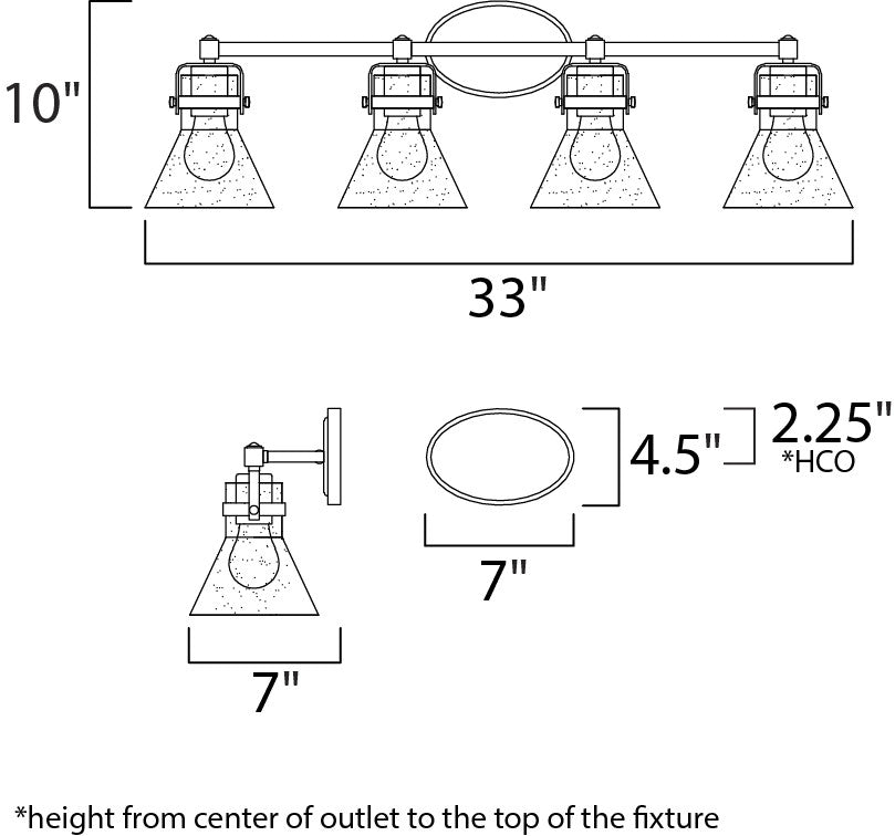 Maxim Seafarer 4-Light Bath Vanity With Bulbs in Oil Rubbed Bronze 26114CDOI/BUI