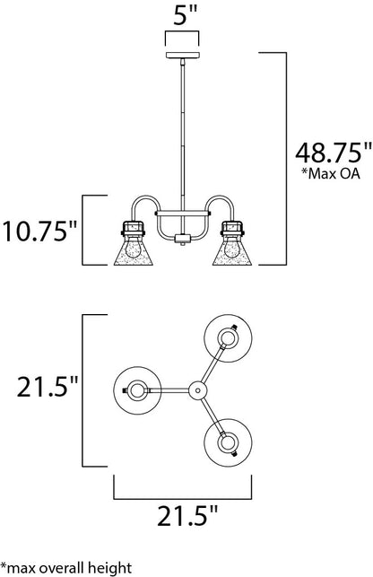 Maxim Seafarer 3-Light Chandelier With Bulbs in Polished Chrome 26116CDPC/BUI