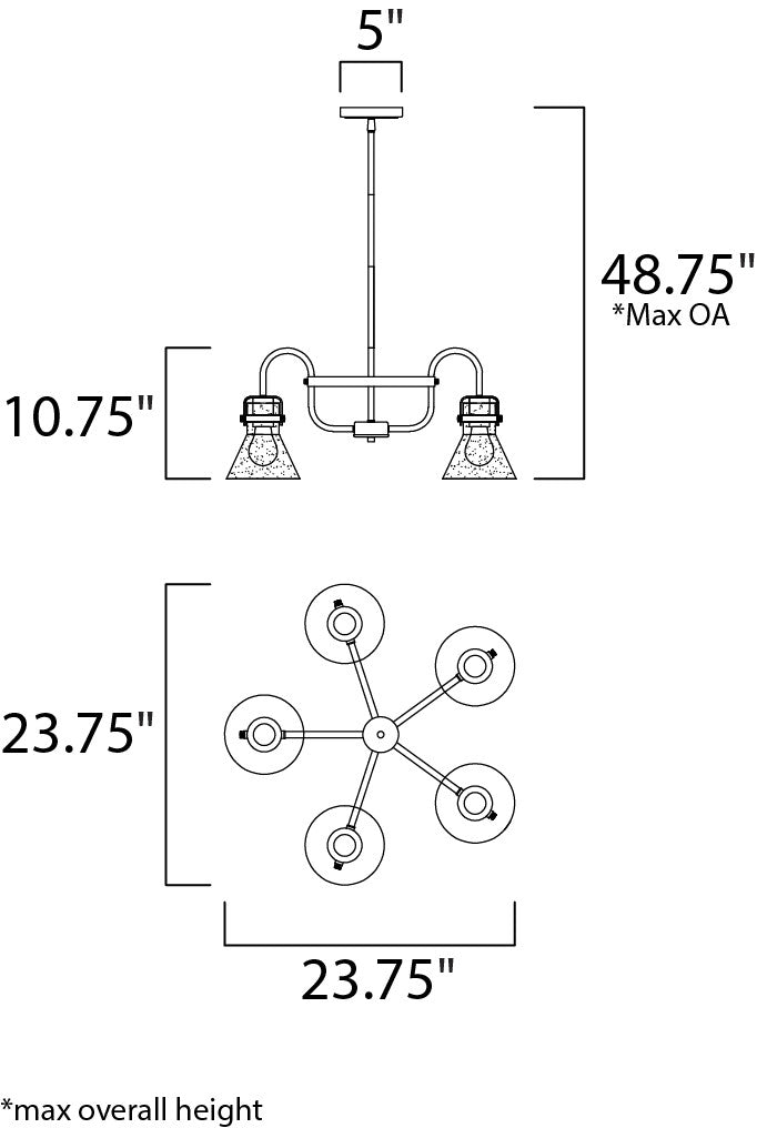 Maxim Seafarer 5-Light Chandelier With Bulbs in Oil Rubbed Bronze 26117CDOI/BUL