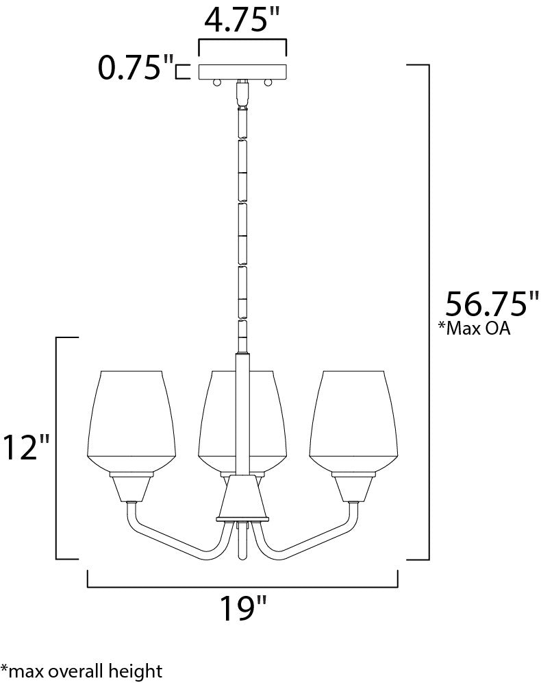 Maxim Goblet 3-Light Chandelier in Black / Satin Nickel 26124CLBKSN