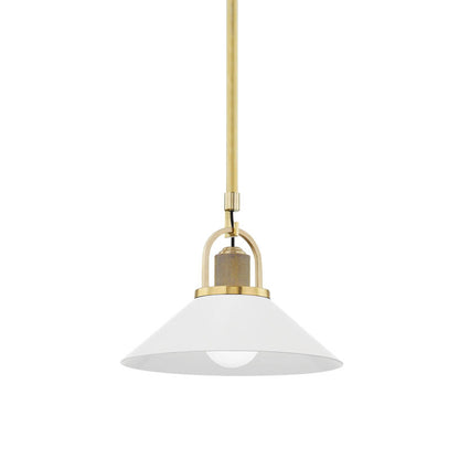 Hudson Valley Lighting Syosset Pendant in Aged Brass/soft Off White 2613-AGB/WH