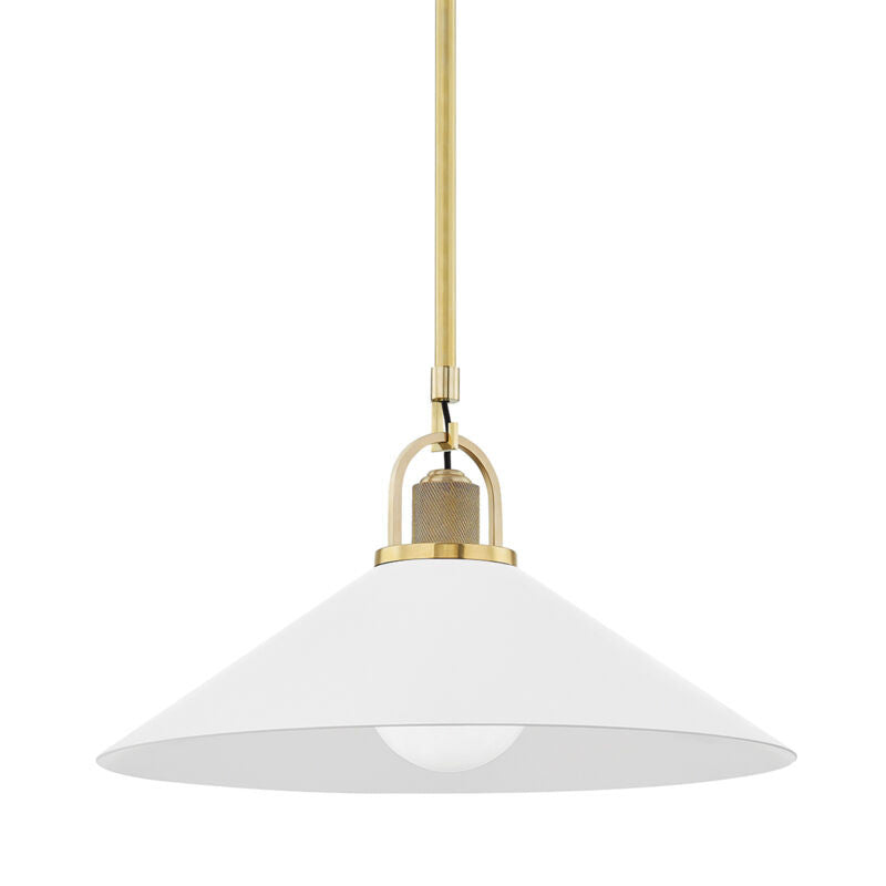 Hudson Valley Lighting Syosset Pendant in Aged Brass/soft Off White 2620-AGB/WH