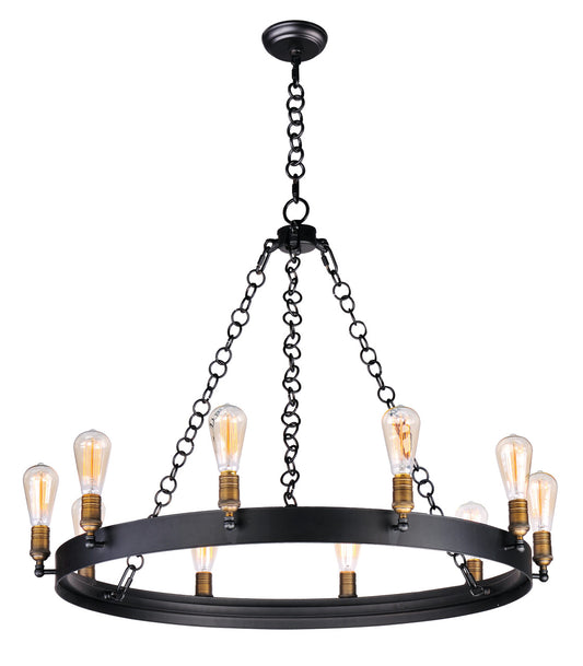 Maxim Noble 10-Light Chandelier w/Bulbs in Black / Natural Aged Brass 26275BKNAB/BUI