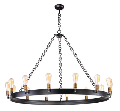 Maxim Noble 14-Light Chandelier w/Bulbs in Black / Natural Aged Brass 26276BKNAB/BUL