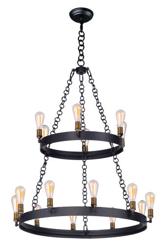 Maxim Noble 16-Light Chandelier w/Bulbs in Black / Natural Aged Brass 26277BKNAB/BUI