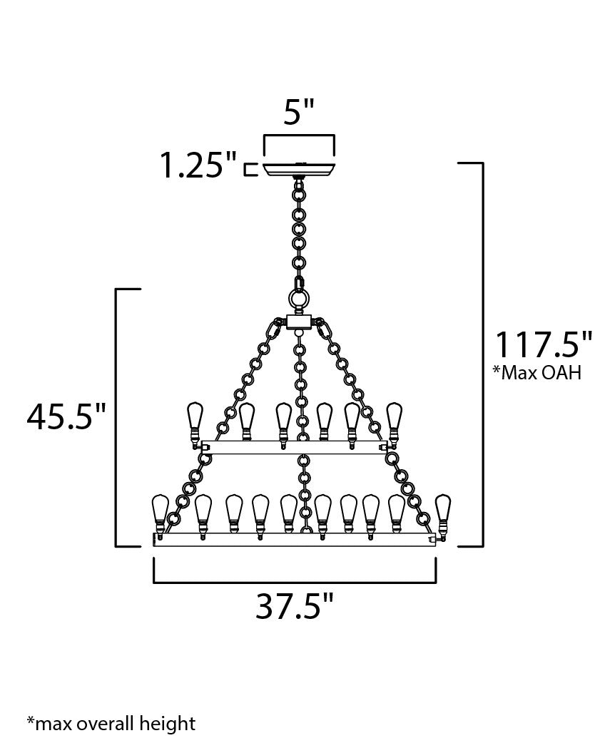 Maxim Noble 16-Light Chandelier w/Bulbs in Black / Natural Aged Brass 26277BKNAB/BUI