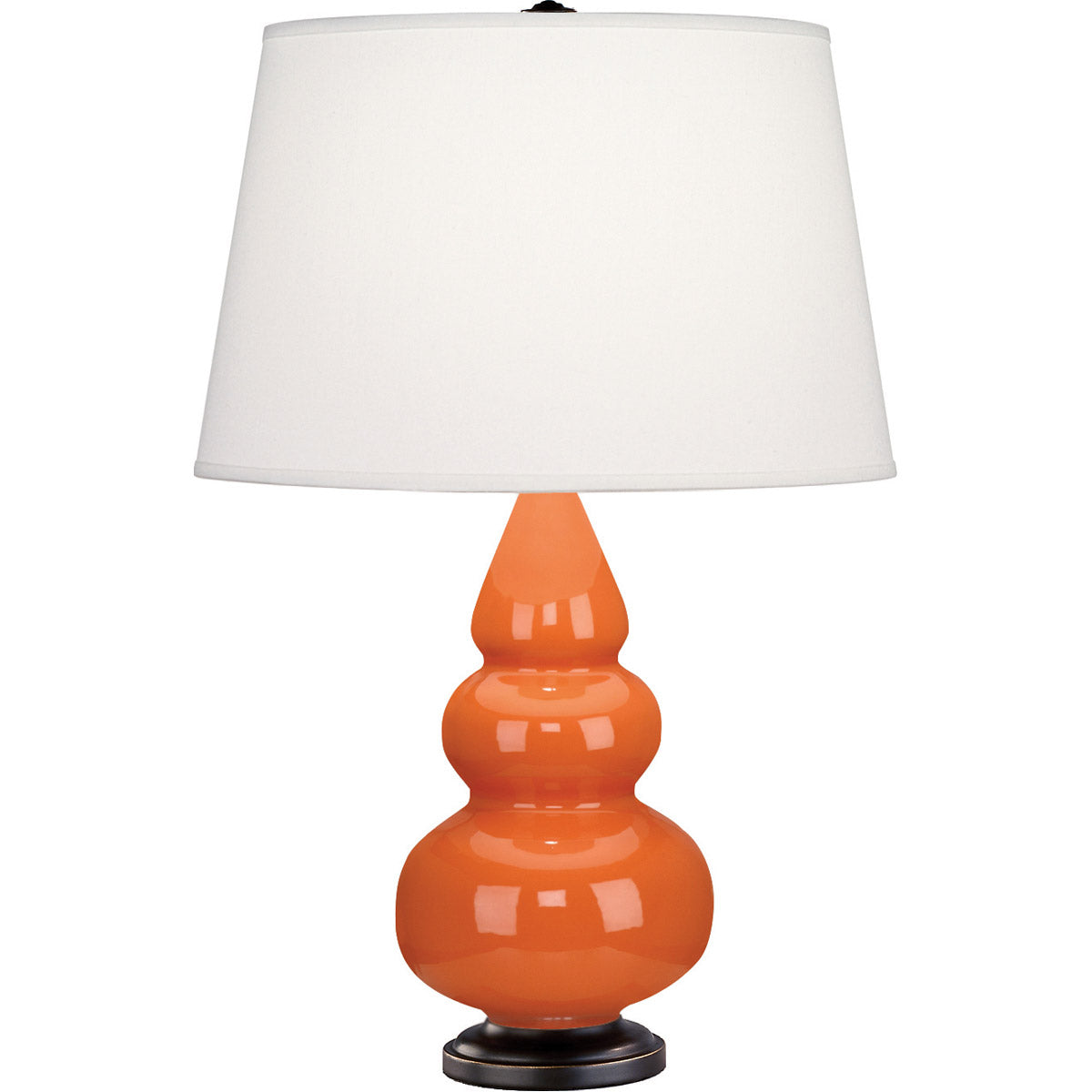 Robert Abbey  Pumpkin Small Triple Gourd Accent Lamp in Pumpkin Glazed Ceramic with Deep Patina Bronze Finished Accents 262X