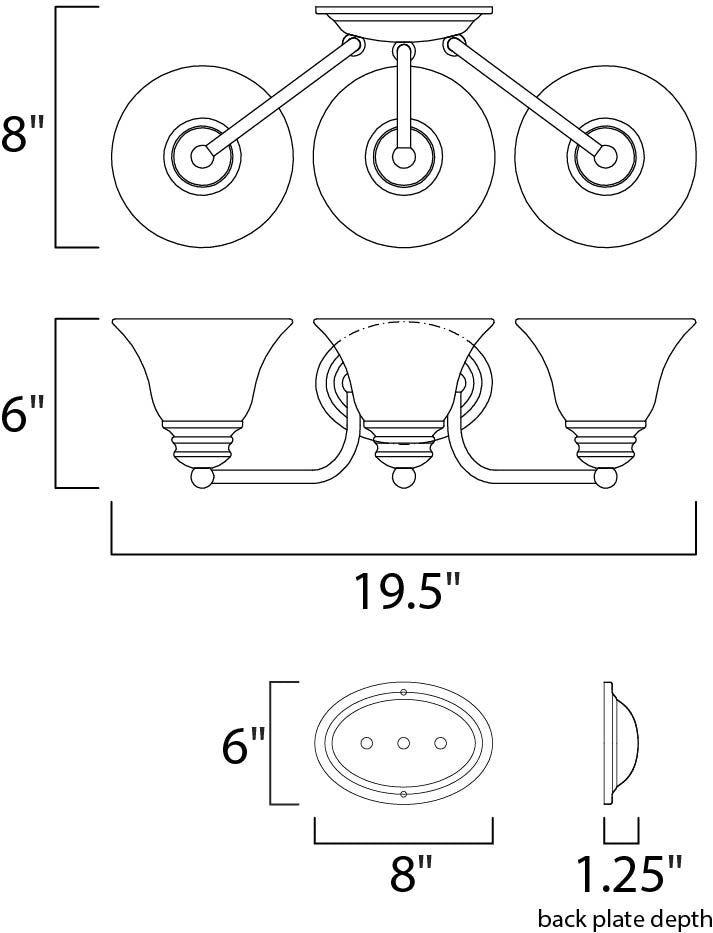 Maxim Malaga 3-Light Bath Vanity in Satin Nickel 2688FTSN