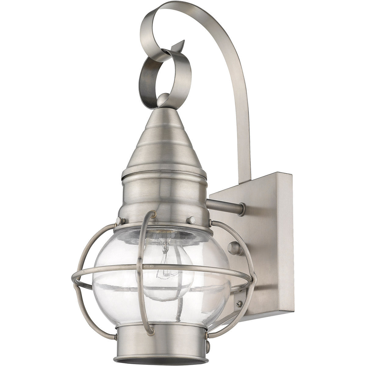 Livex Lighting Newburyport Collection 1 Light BN Outdoor Wall Lantern in Brushed Nickel 26900-91