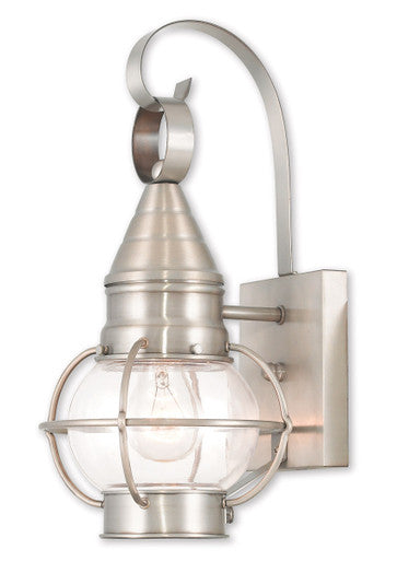 Livex Lighting Newburyport Collection 1 Light BN Outdoor Wall Lantern in Brushed Nickel 26900-91