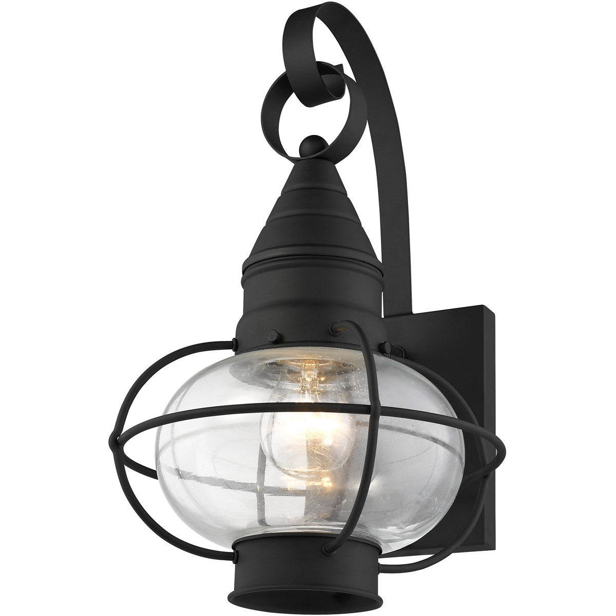 Livex Lighting Newburyport Collection 1 Light Black Outdoor Wall Lantern in Black 26901-04