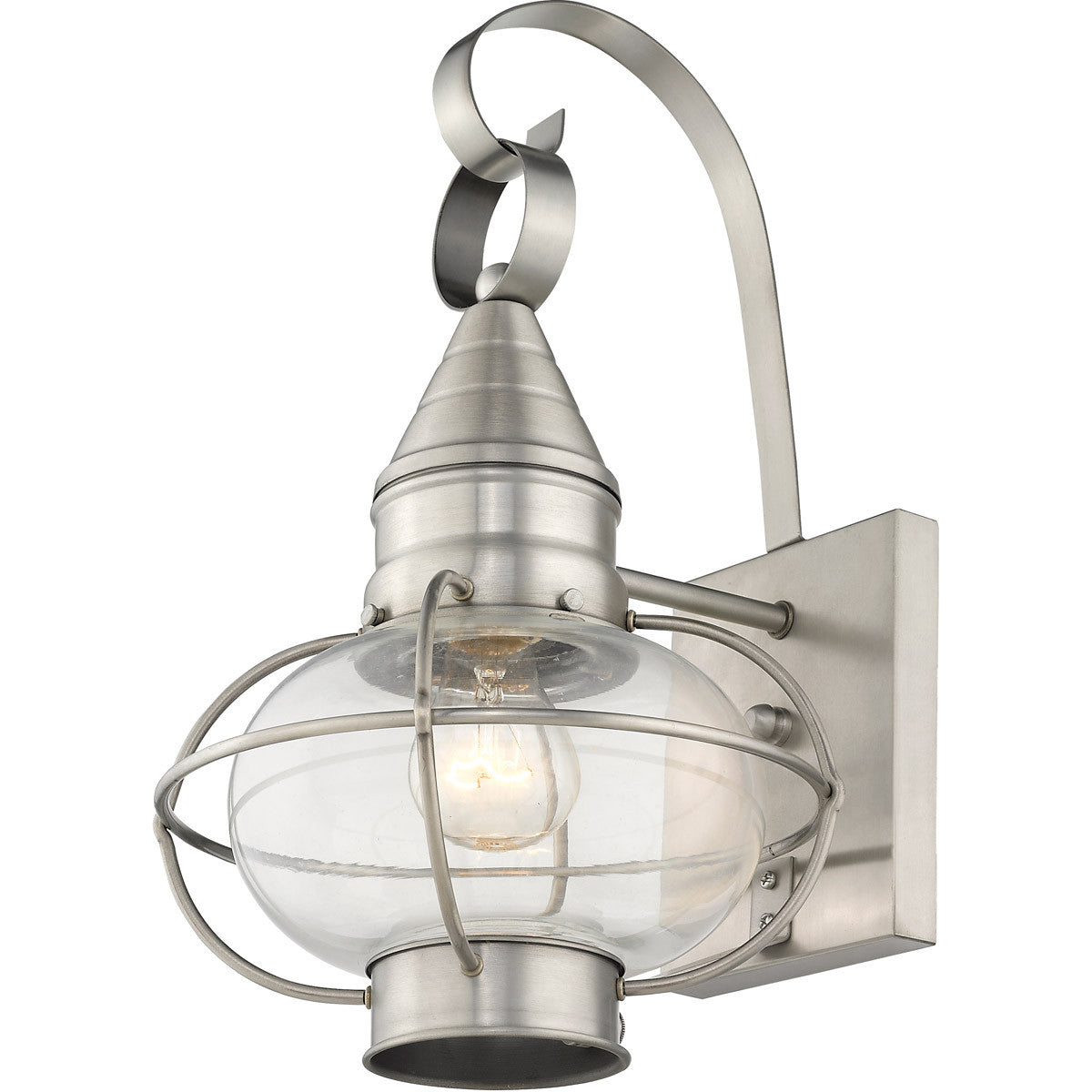 Livex Lighting Newburyport Collection 1 Light BN Outdoor Wall Lantern in Brushed Nickel 26901-91