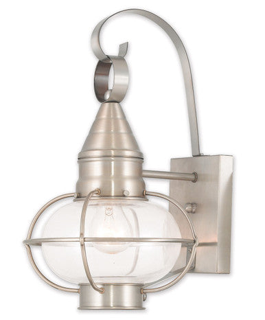 Livex Lighting Newburyport Collection 1 Light BN Outdoor Wall Lantern in Brushed Nickel 26901-91