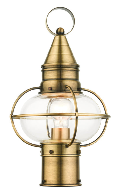 Livex Lighting Newburyport Collection  1 Light Antique Brass Outdoor Post Top Lantern in Antique Brass 26902-01