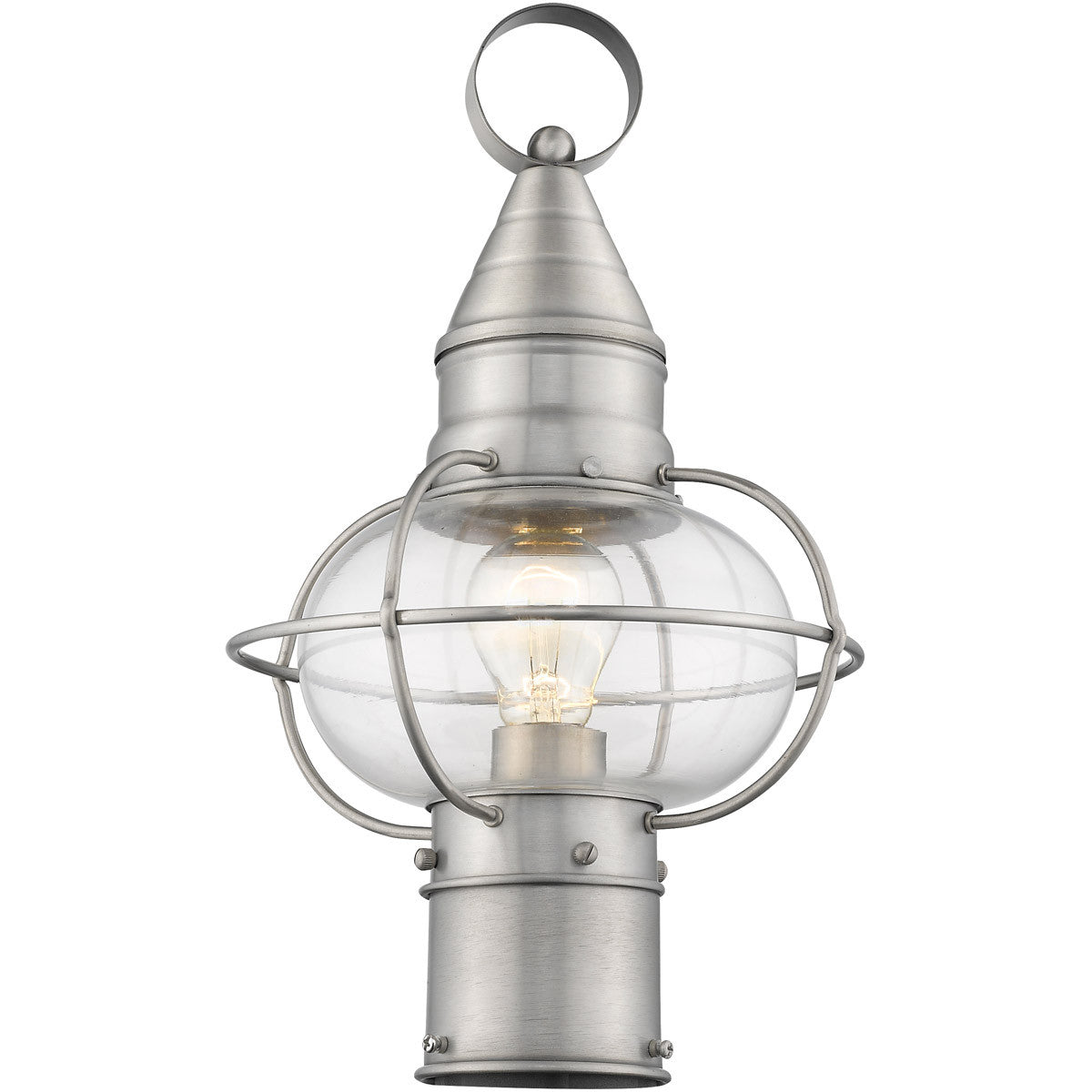 Livex Lighting Newburyport Collection 1 Light BN Outdoor Post Lantern in Brushed Nickel 26902-91