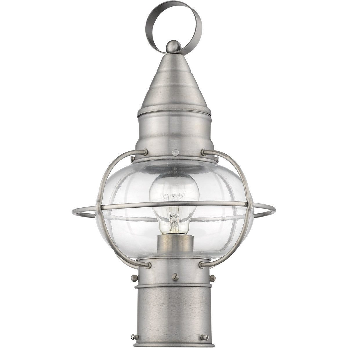 Livex Lighting Newburyport Collection 1 Light BN Outdoor Post Lantern in Brushed Nickel 26902-91