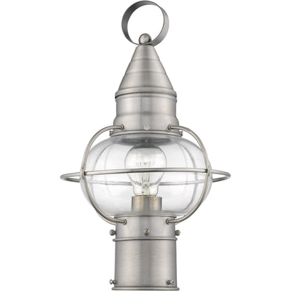 Livex Lighting Newburyport Collection 1 Light BN Outdoor Post Lantern in Brushed Nickel 26902-91