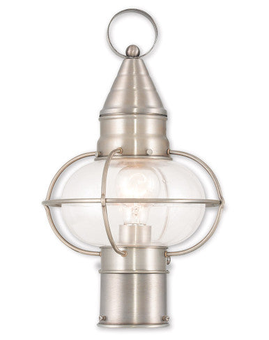 Livex Lighting Newburyport Collection 1 Light BN Outdoor Post Lantern in Brushed Nickel 26902-91