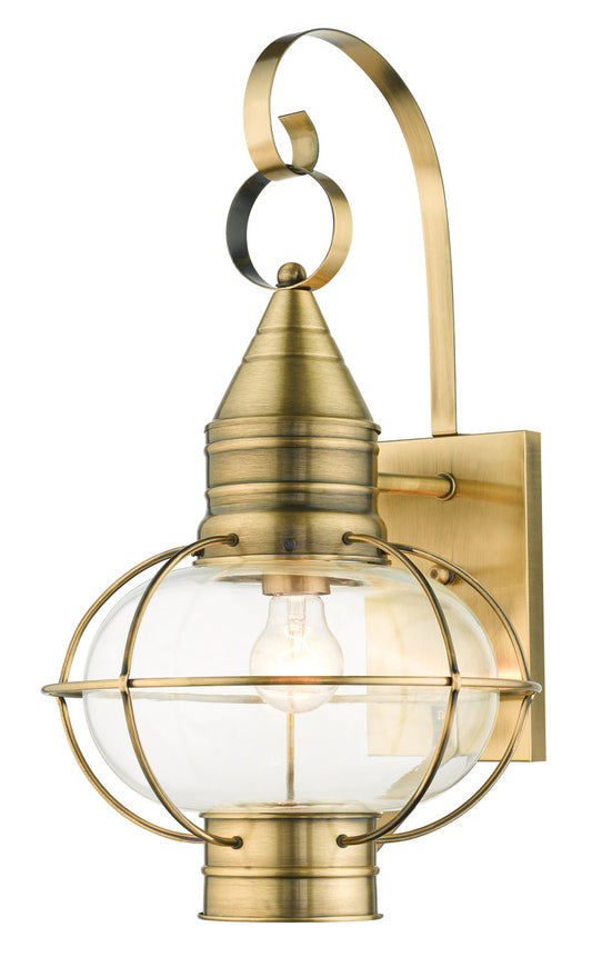 Livex Lighting Newburyport Collection  1 Light Antique Brass Outdoor Wall Lantern in Antique Brass 26904-01