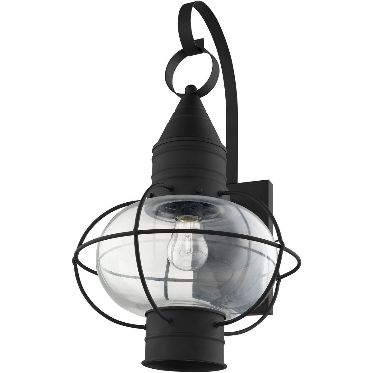 Livex Lighting Newburyport Collection 1 Light Black Outdoor Wall Lantern in Black 26904-04