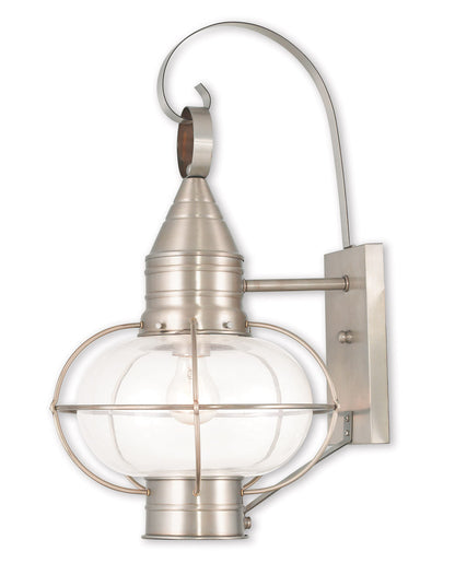 Livex Lighting Newburyport Collection 1 Light BN Outdoor Wall Lantern in Brushed Nickel 26904-91