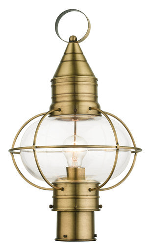 Livex Lighting Newburyport Collection  1 Light Antique Brass Outdoor Post Top Lantern in Antique Brass 26905-01