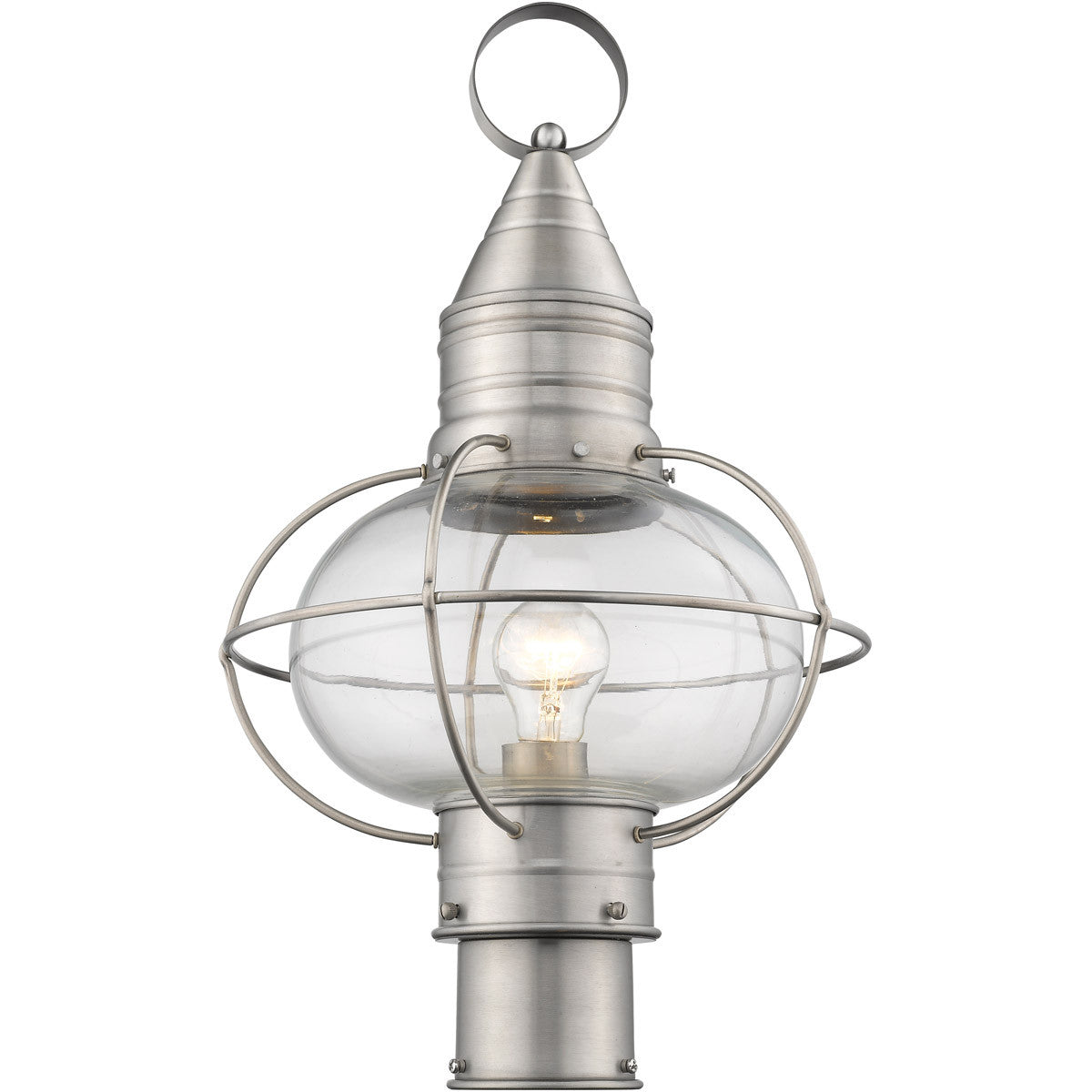 Livex Lighting Newburyport Collection 1 Light BN Outdoor Post Lantern in Brushed Nickel 26905-91