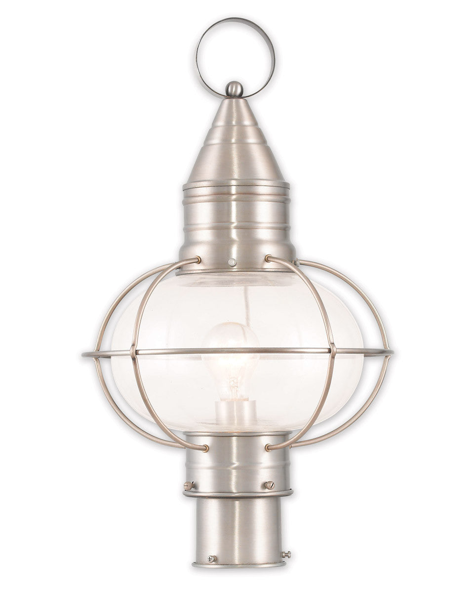 Livex Lighting Newburyport Collection 1 Light BN Outdoor Post Lantern in Brushed Nickel 26905-91