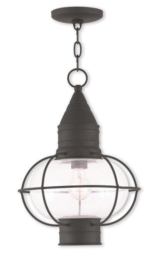 Livex Lighting Newburyport Collection 1 Light Black Outdoor Chain Lantern in Black 26906-04