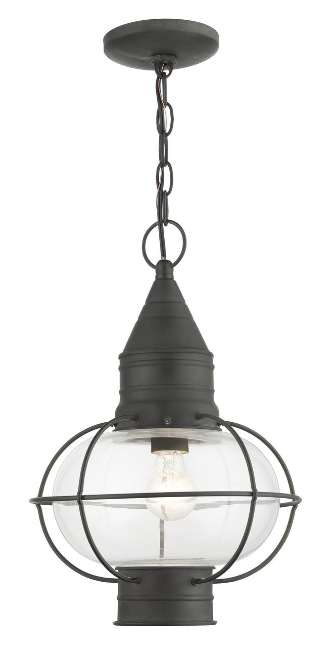 Livex Lighting Newburyport Collection  1 Light Charcoal Outdoor Pendant Lantern in Charcoal 26906-61