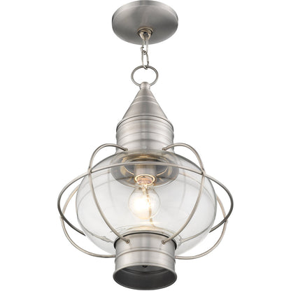 Livex Lighting Newburyport Collection 1 Light BN Outdoor Chain Lantern in Brushed Nickel 26906-91